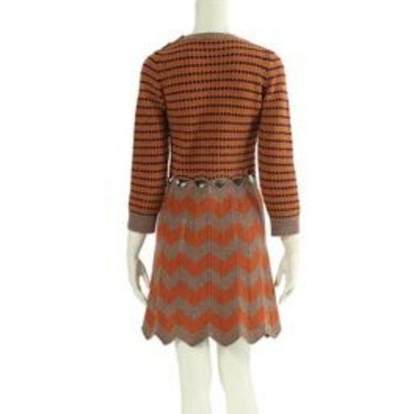 SEE BY CHLOE Brown and Orange Cutout Knitted Wool Sweater Dress Women's Size 2 - Picture 4 of 15